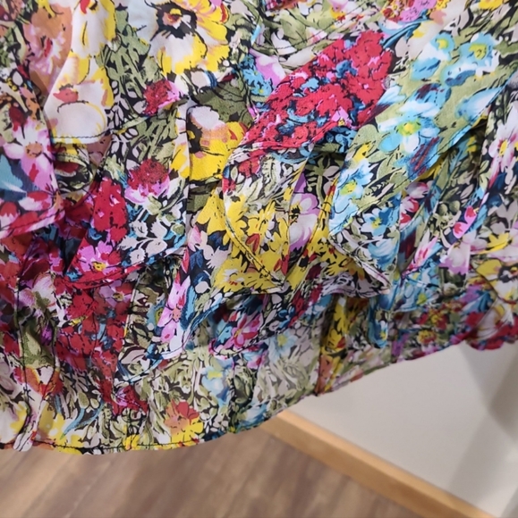 MM Courture by MISS ME Floral Sheer ruffled one Shoulder mini dress Size Sm. - Picture 7 of 12